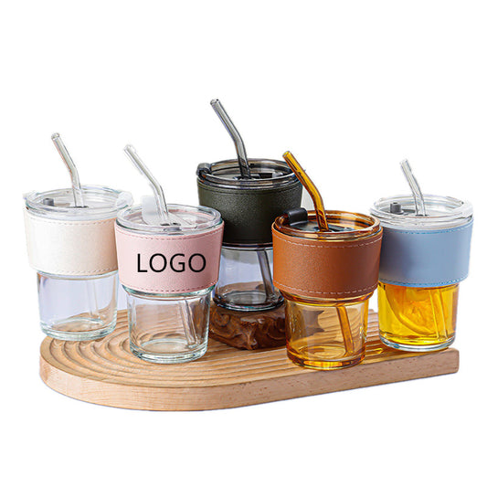 Coffee glass cups With Cap And Straw image 0