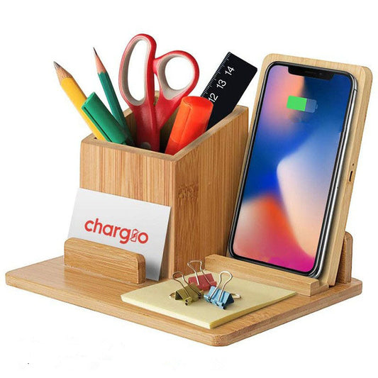 10W bamboo and wood wireless charging image 1