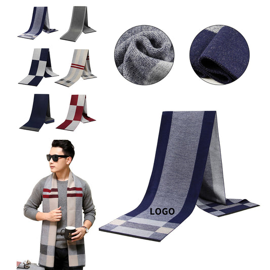 Elegant Men's Cashmere-Feel Grid Scarf image 0