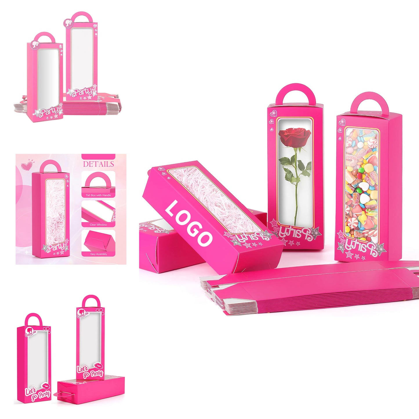 7.5" x 3" x 2" Party Favor Boxe Pink Candy Box Pink Doll Gift Box image 1