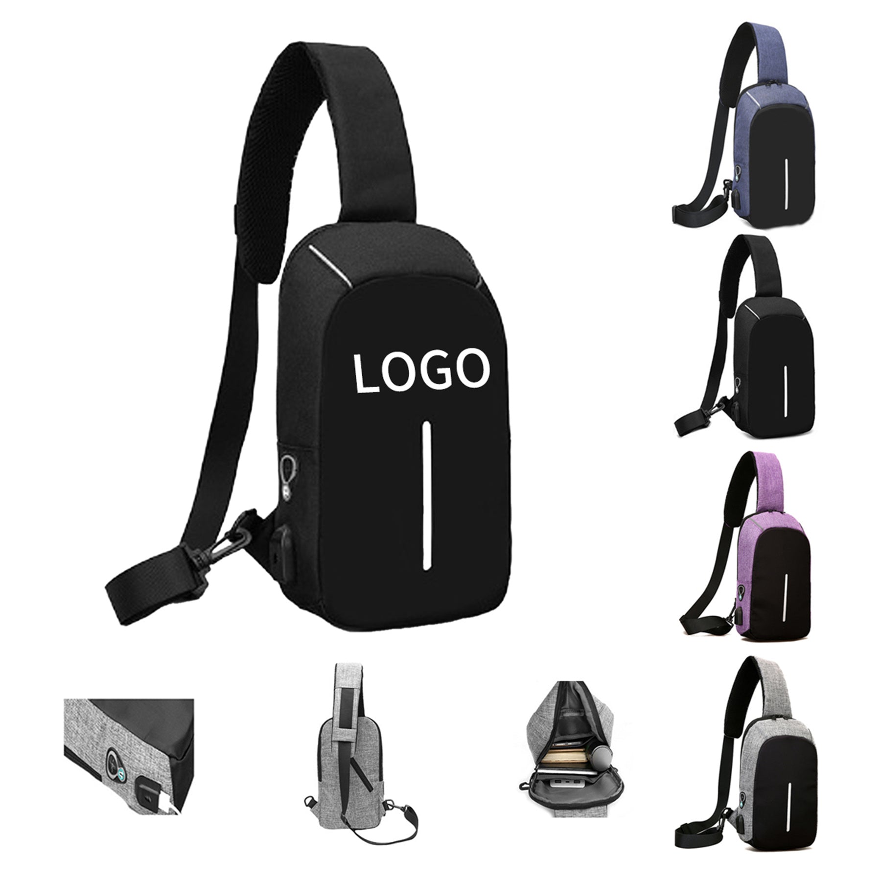Unisex Crossbody Backpack with USB Charging Port image 0