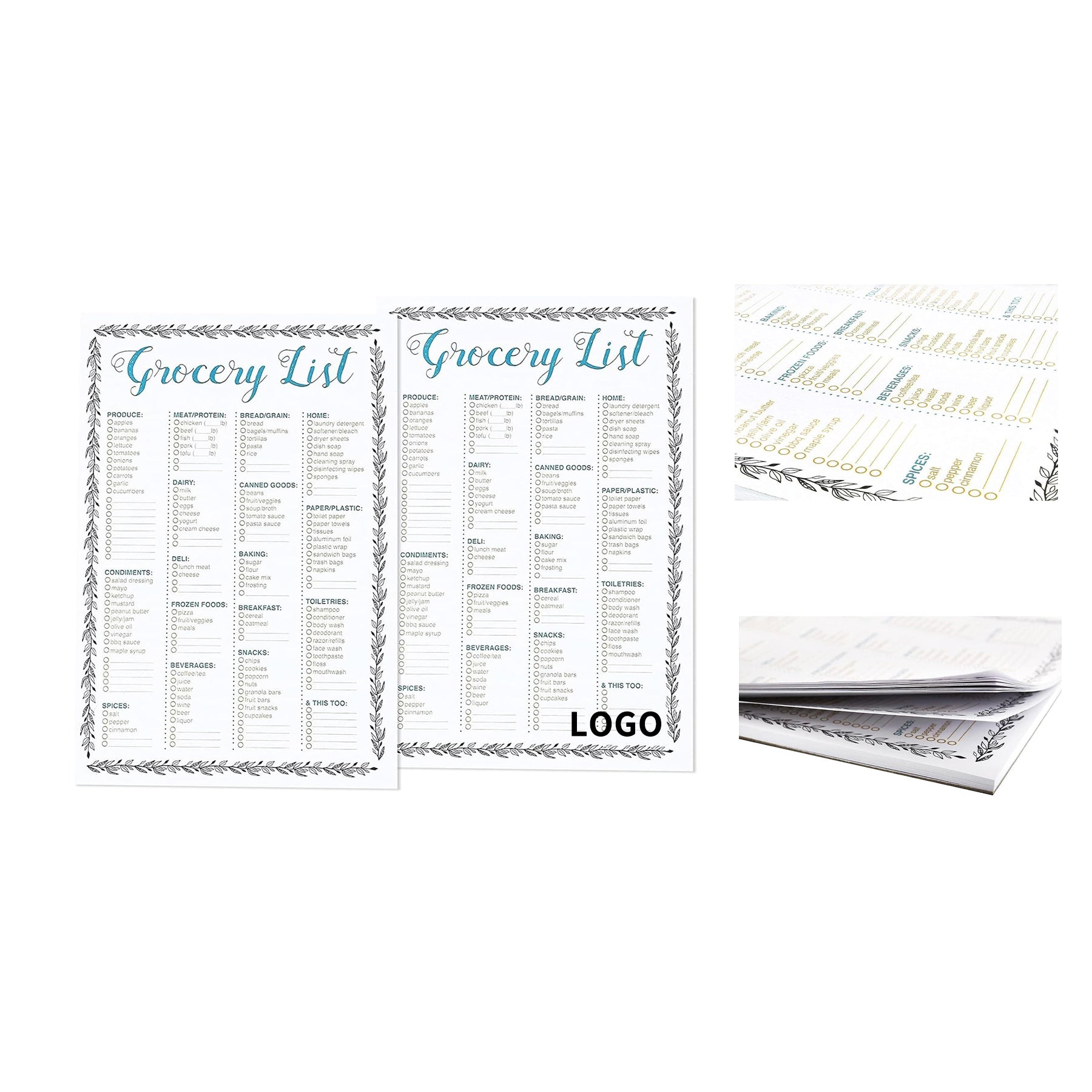 100 Sheets 9.25 x 6.25 In Magnetic Grocery List Pad for Fridge image 1