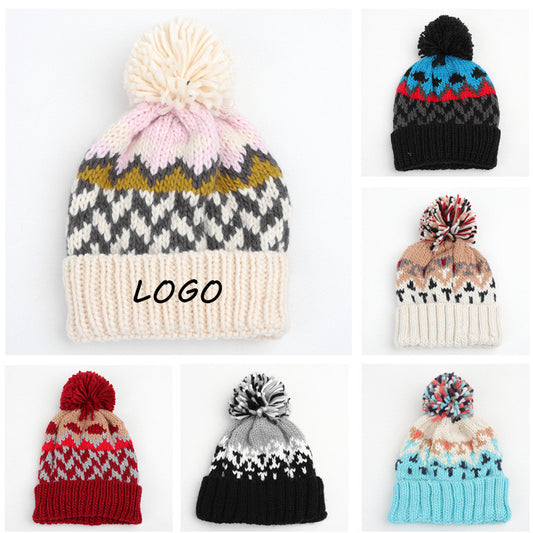 Two-tone Knit Pom Beanie With Cuff image 0