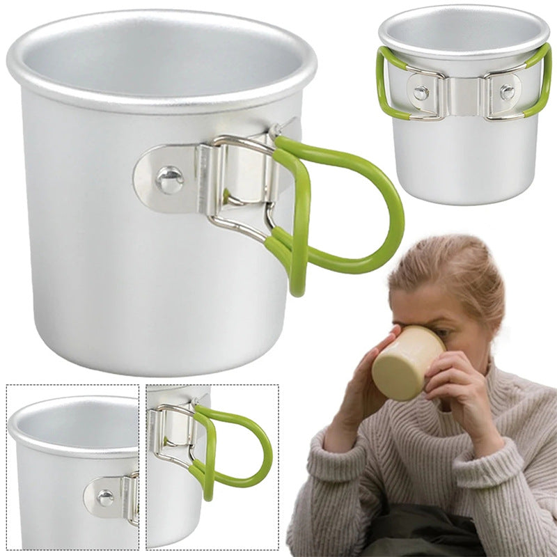 5oz Outdoor Hiking Backpacking Aluminum Alloy Portable Lightweight Camping Cup With Foldable Handle image 0