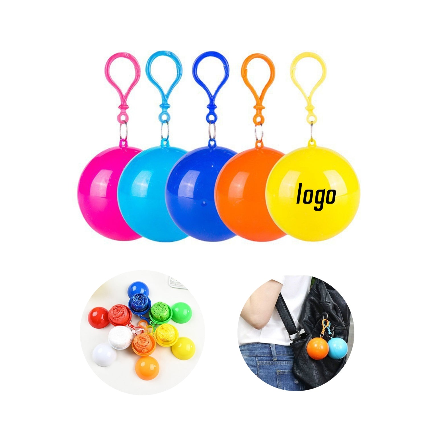 Disposable Raincoat Poncho Ball W/ Key Chain image 0