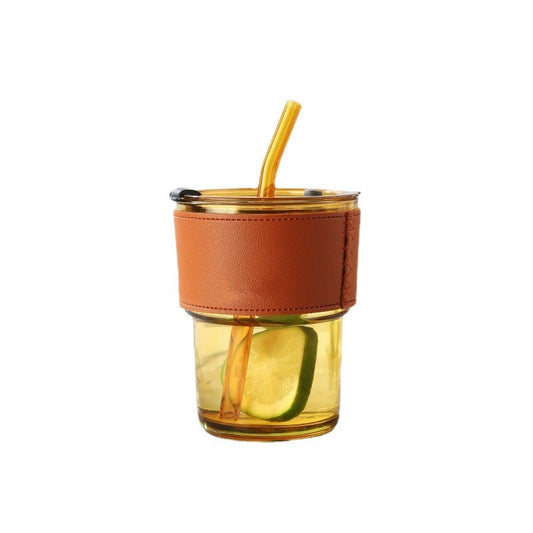 Coffee glass cups With Cap And Straw image 1
