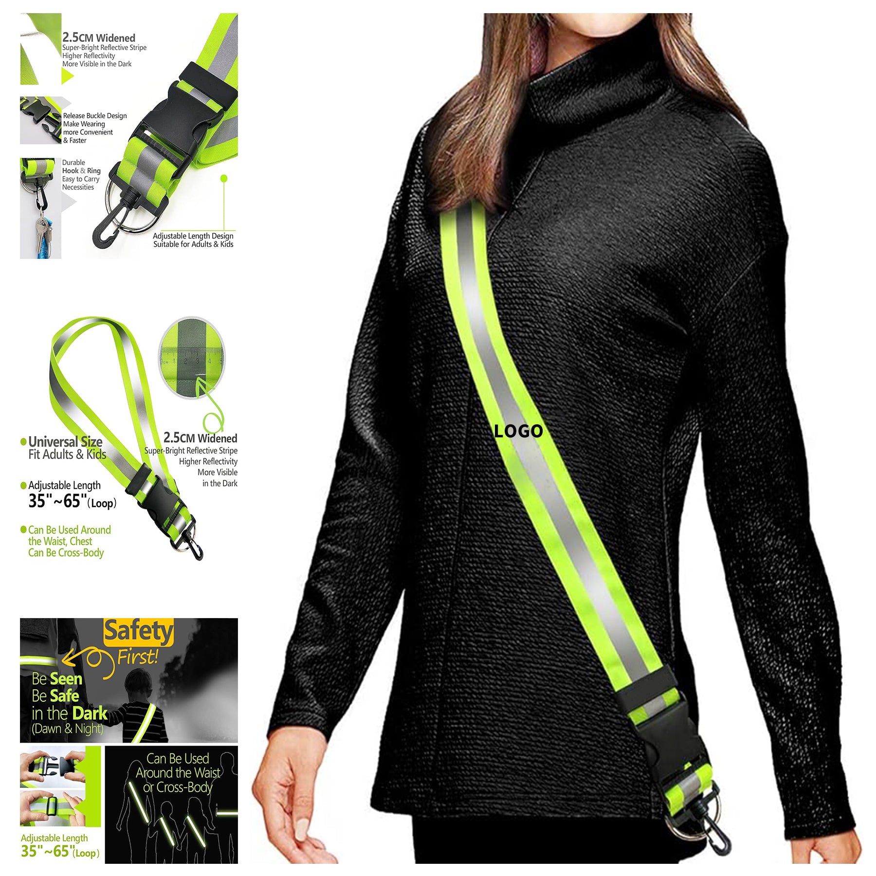 High Visibility Reflective Sash for Walking at Night image 1