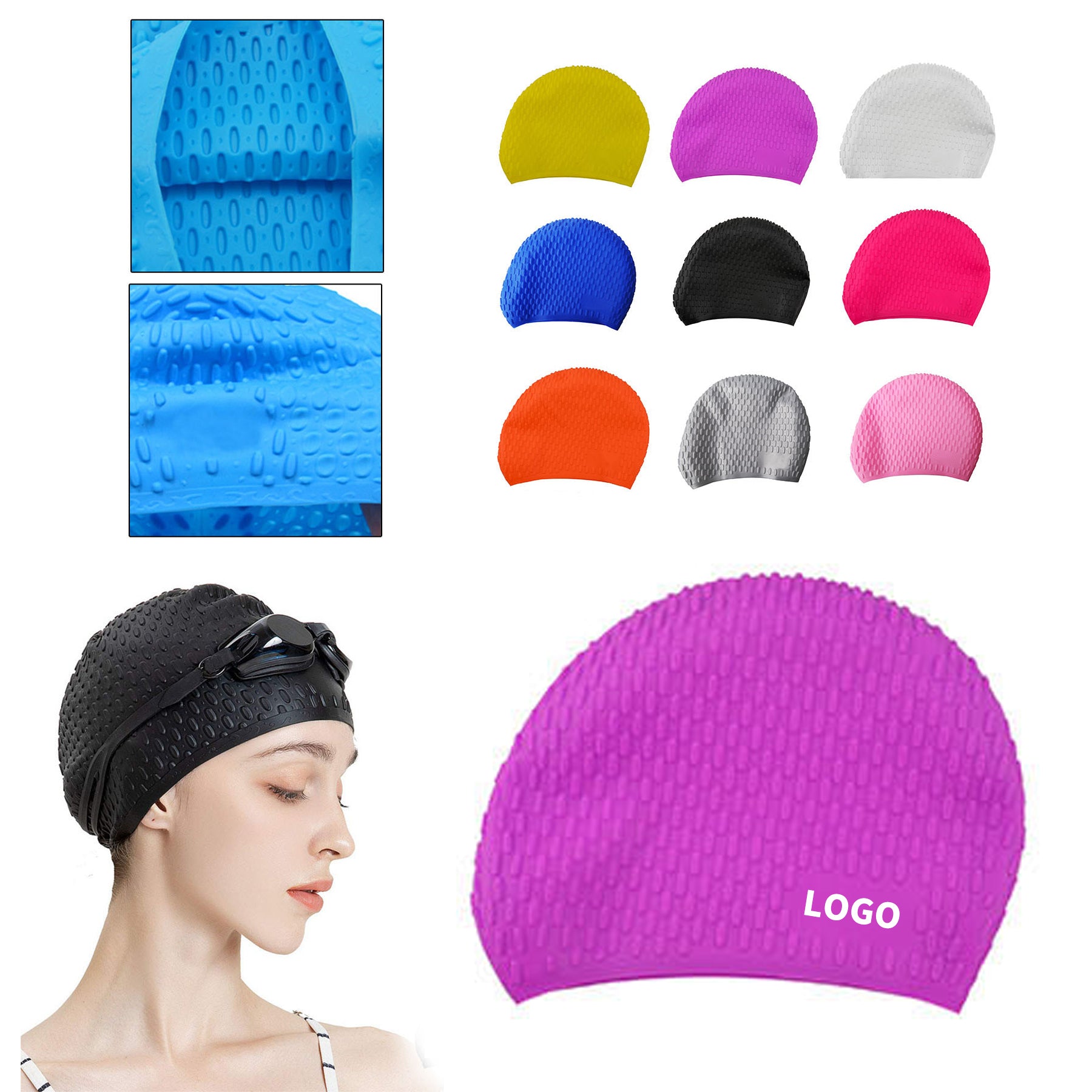 Stretch-Fit Silicone Swim Cap for All Hair Types image 0