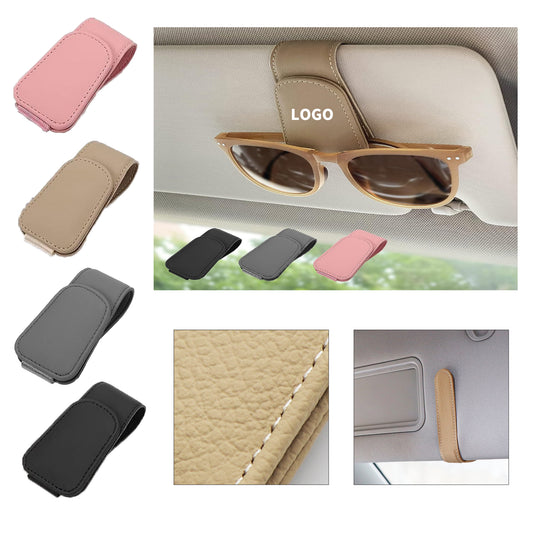 3.74" x 1.77" Magnetic Leather Sunglass Holder Eyeglass Hanger Clip image 0