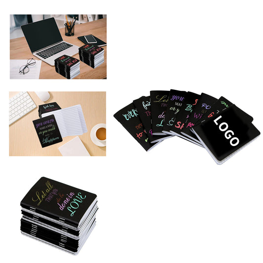3.5 x 5 inches 48 Pages 24 Sheets Mini Notepads Black Inspirational Pocket Notebooks image 0