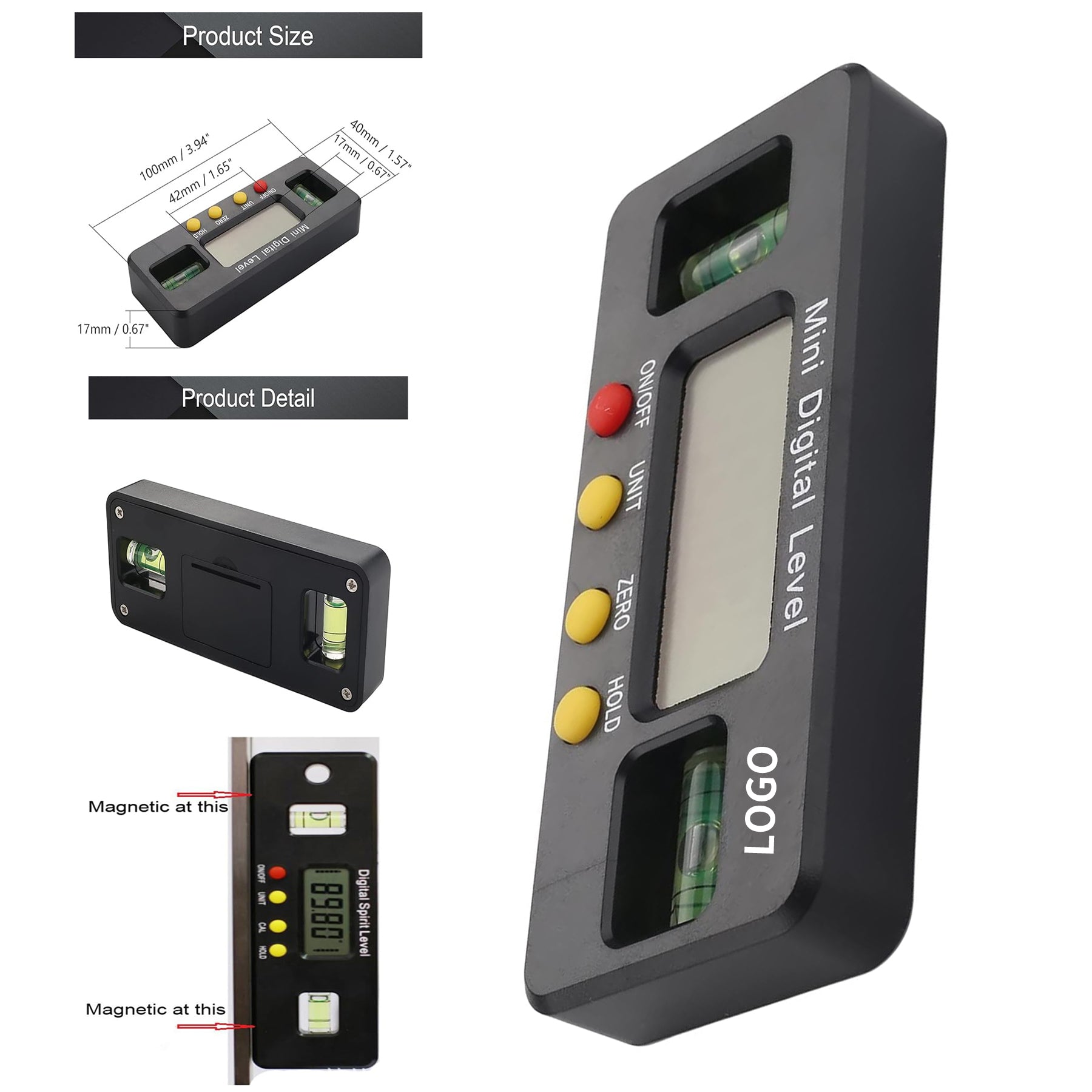Magnetic Torpedo Level Tool Digital Carpenter Beam Spirit Leveler image 1