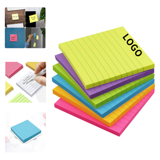 70 Sheets 4 x 4 inch Bright Colors Lined Self-Stick Pads image 1