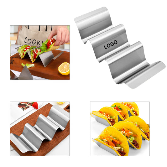 Stylish Stainless Steel Taco Holder Set - 4 Pack, Rack & Tray Design image 0