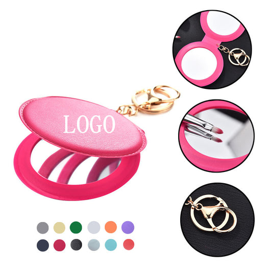 PU Leather Pocket Makeup Mirror Key Chain image 0