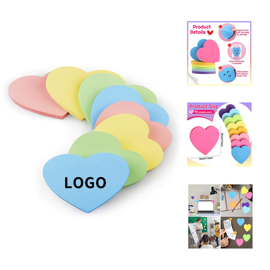 3 x 3 in 75 Sheets Heart Shape Sticky Notes image 0