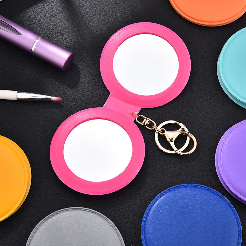 PU Leather Pocket Makeup Mirror Key Chain image 1