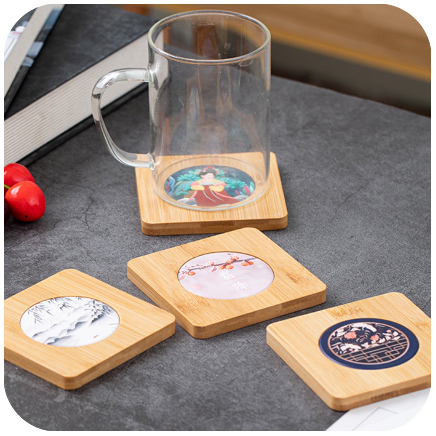 Bamboo Ceramic Combo Coaster MOQ 50 image 1