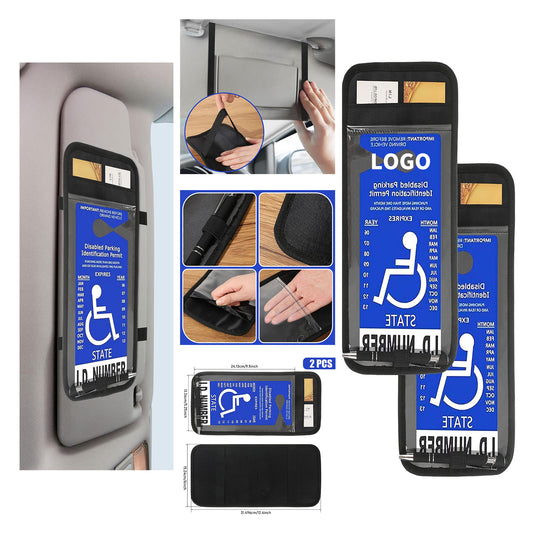 12.4 Inches x 6 Inches Handicap Placard Holder for Auto with Organizer Pockets image 0