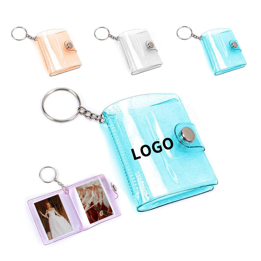 2 Inch Small Card Case Transparent Photo Holder with Keychain and 20 Pockets image 1