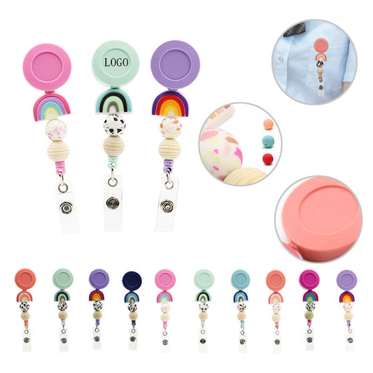 Vibrant Custom Rainbow Badge Reel: Colorful Telescopic ID Holders image 0