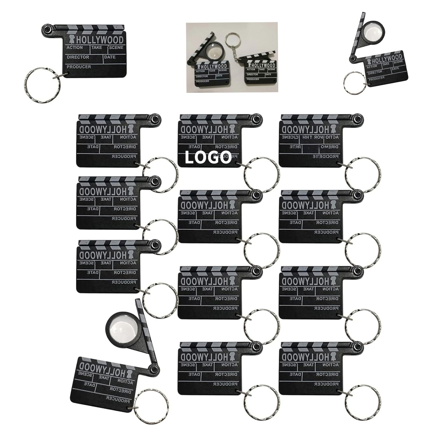 Hollywood Clapboard Keychains with Magnifying Glass image 1
