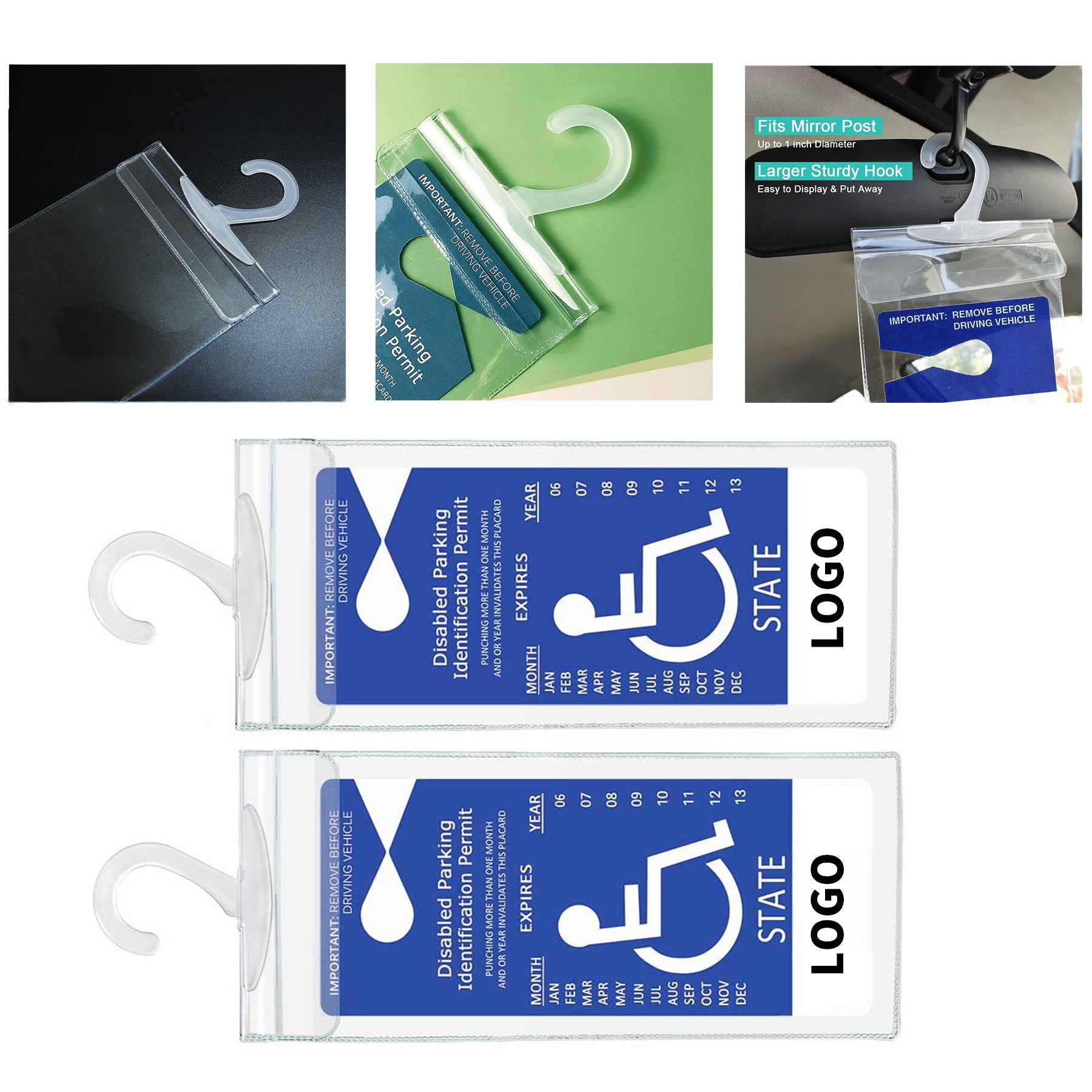 Handicap Parking Placard Holder Ultra Transparent Disabled Parking Permit Placard image 1