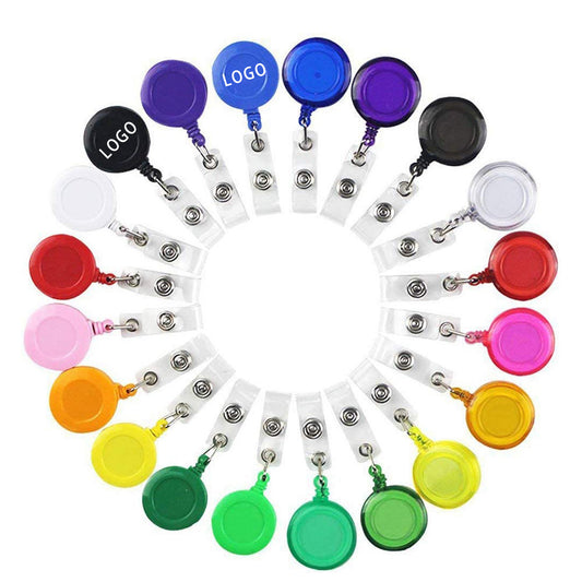 Round Retractable Badge Reel Clips Holder image 0
