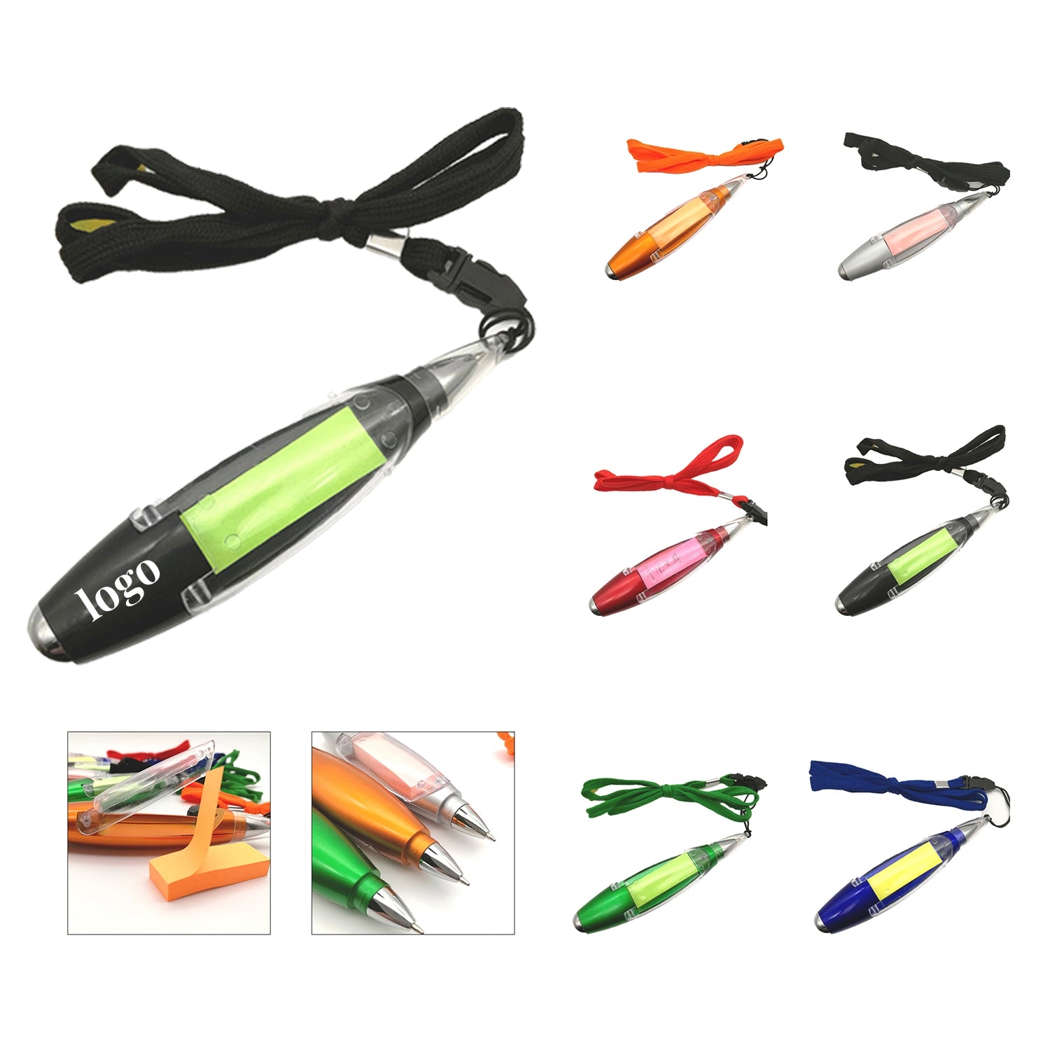 LED Pen With Sticky Notes Lanyards image 0