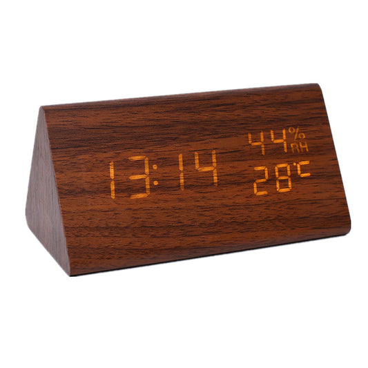 Wood Block LED Digital Clock Multifunction LED Display Desk Alarm Clock image 1