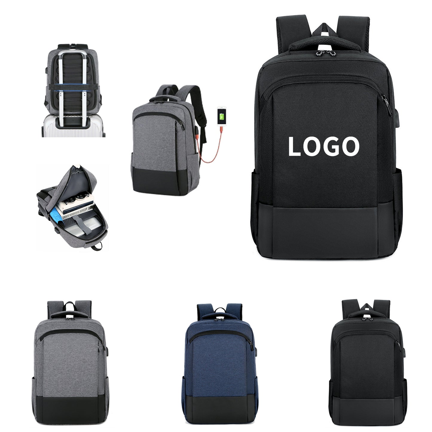 Waterproof Oxford Laptop Backpack with USB Charging Port image 0