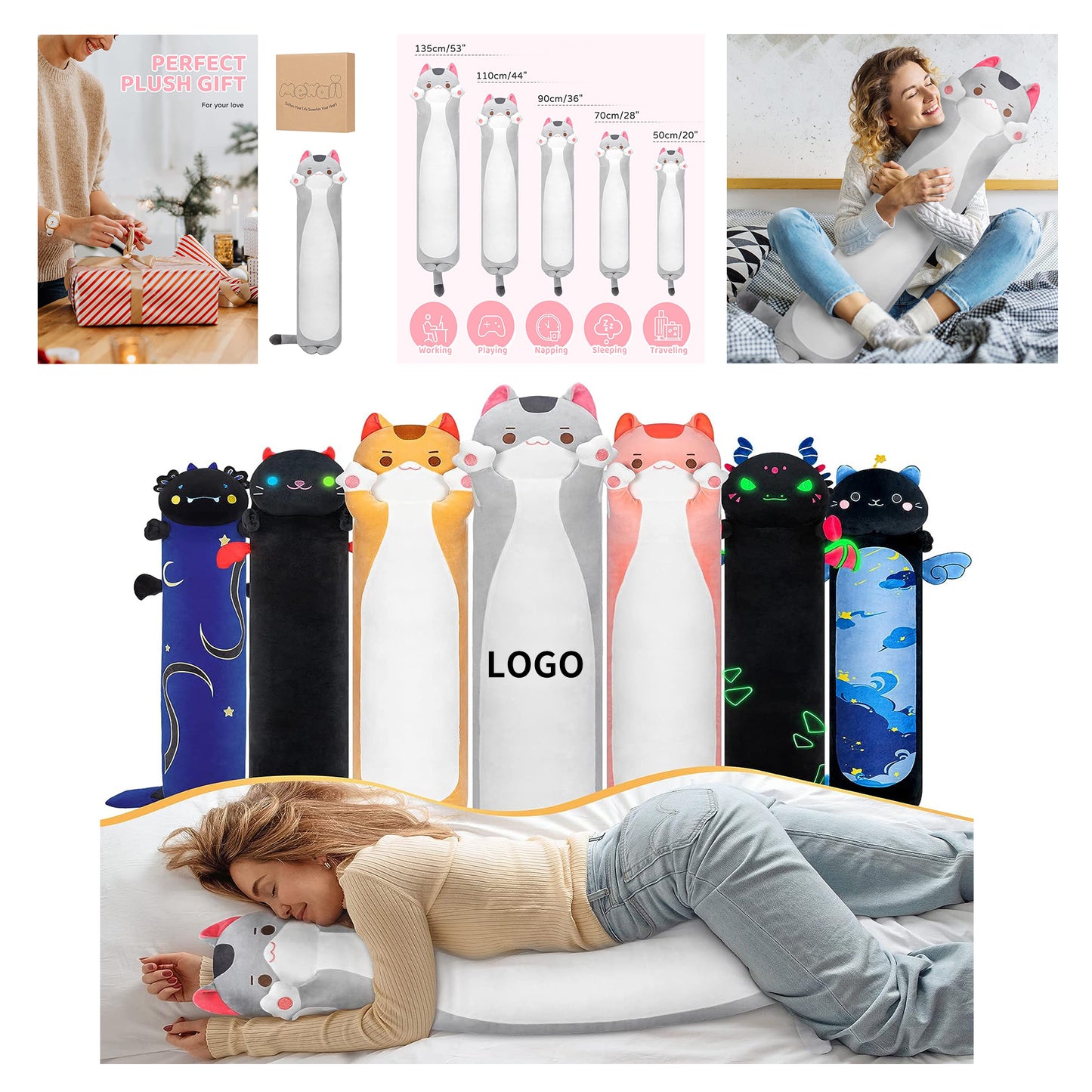 36 Inch Cute Long Cat Plush Kids Body Pillow image 1