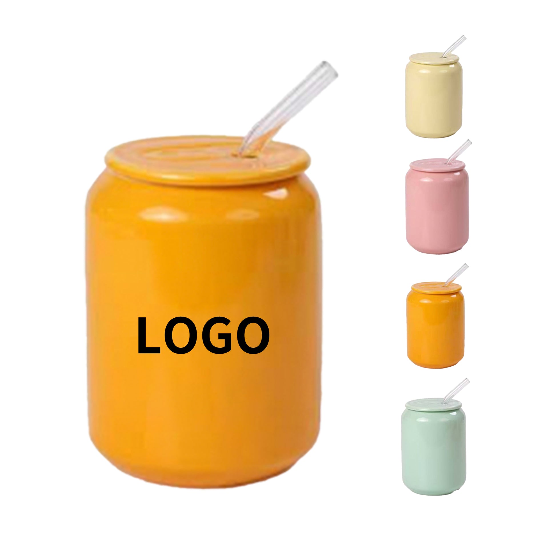 13.5 Oz. Ceramic Mug 400ml w/ Lid & Straw image 0