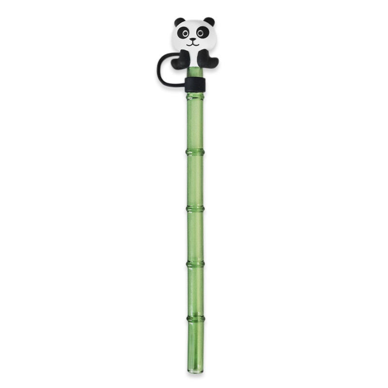 Bamboo Glass Straws Panda Cover Set image 2
