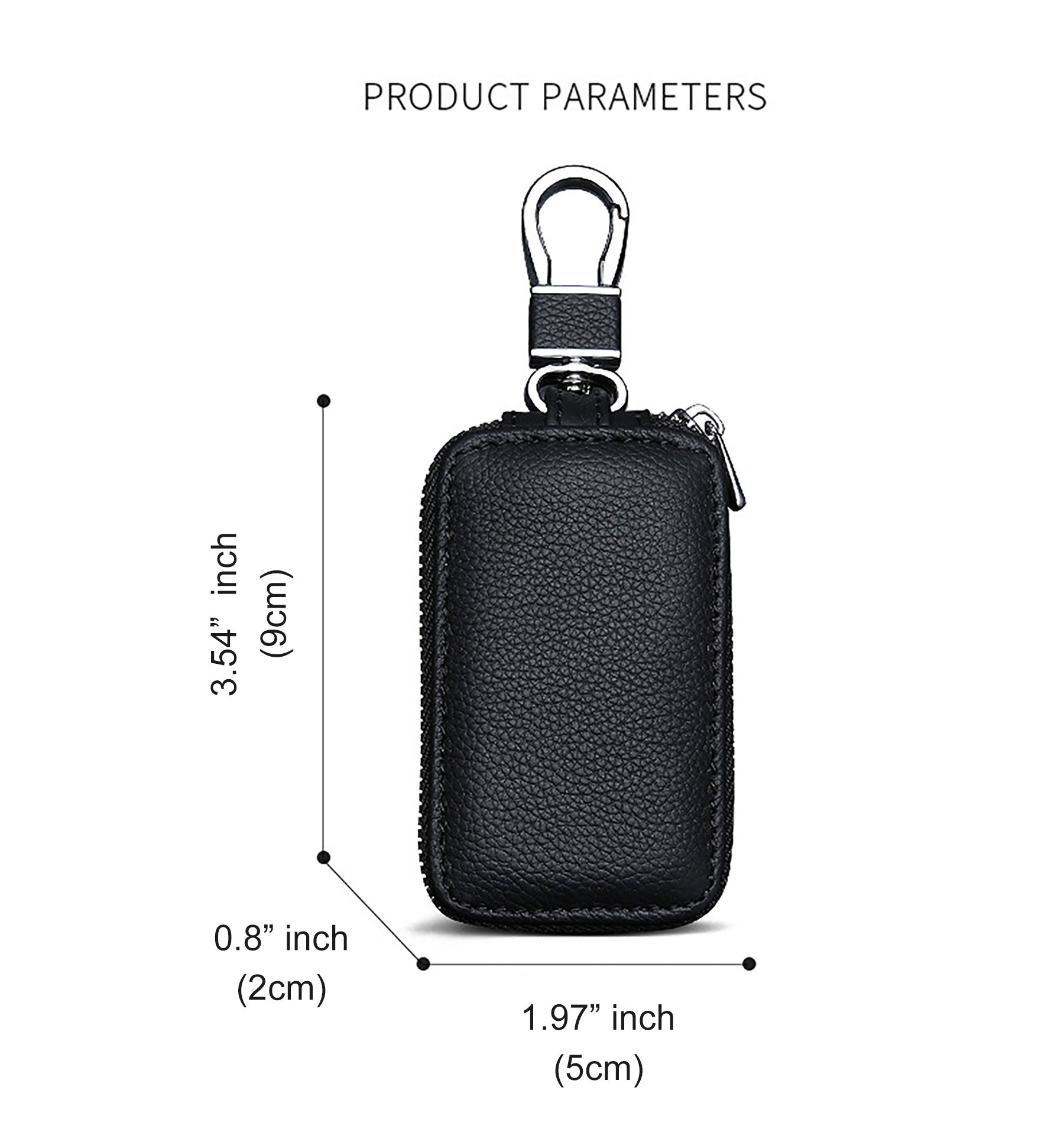 Genuine Leather Key Fob Case with Zipper: Protective Car Keychain Holder image 2