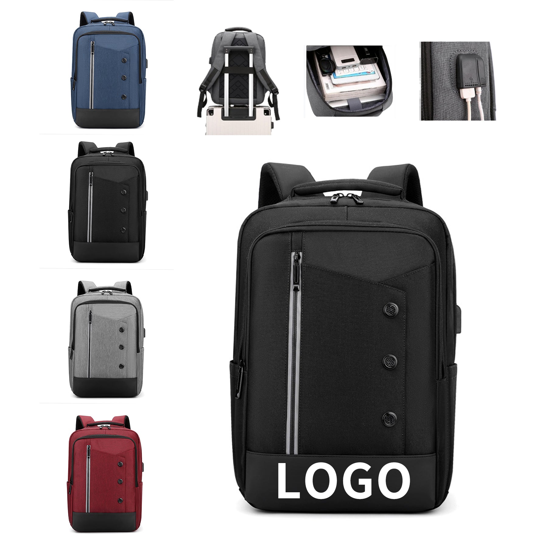 Durable Oxford Business Laptop Backpack with Built-In USB image 0