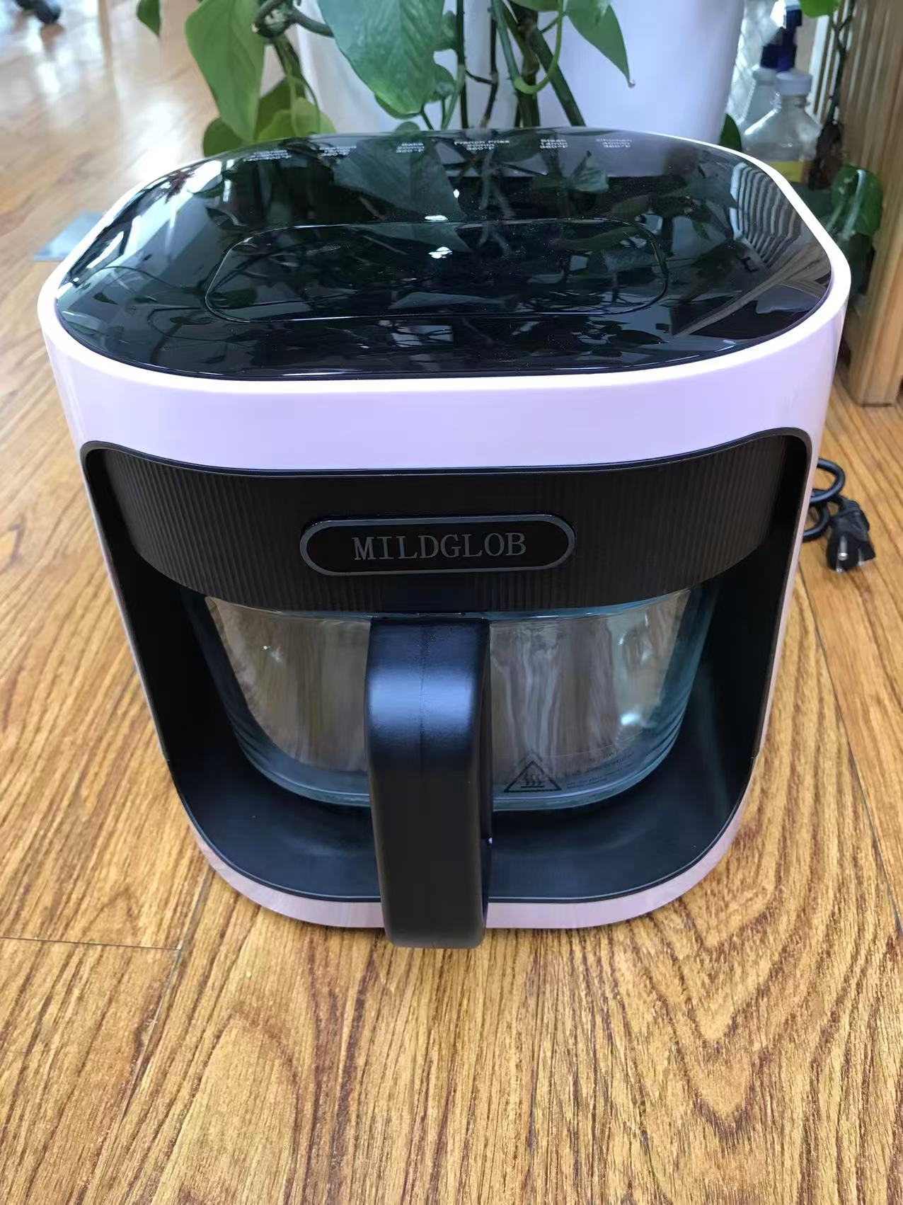 MILDGLOB 4.5 QT Glass Air Fryer, 6 IN 1 Air Fryer Non-Toxic,Temperature Control, 5 Preset Menue Intelligent Panel Gray image 0