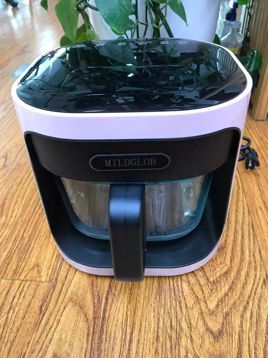 MILDGLOB 4.5 QT Glass Air Fryer, 6 IN 1 Air Fryer Non-Toxic,Temperature Control, 5 Preset Menue Intelligent Panel Gray image 0