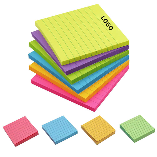 70 Sheets 4 x 4 inch Bright Colors Lined Self-Stick Pads image 0