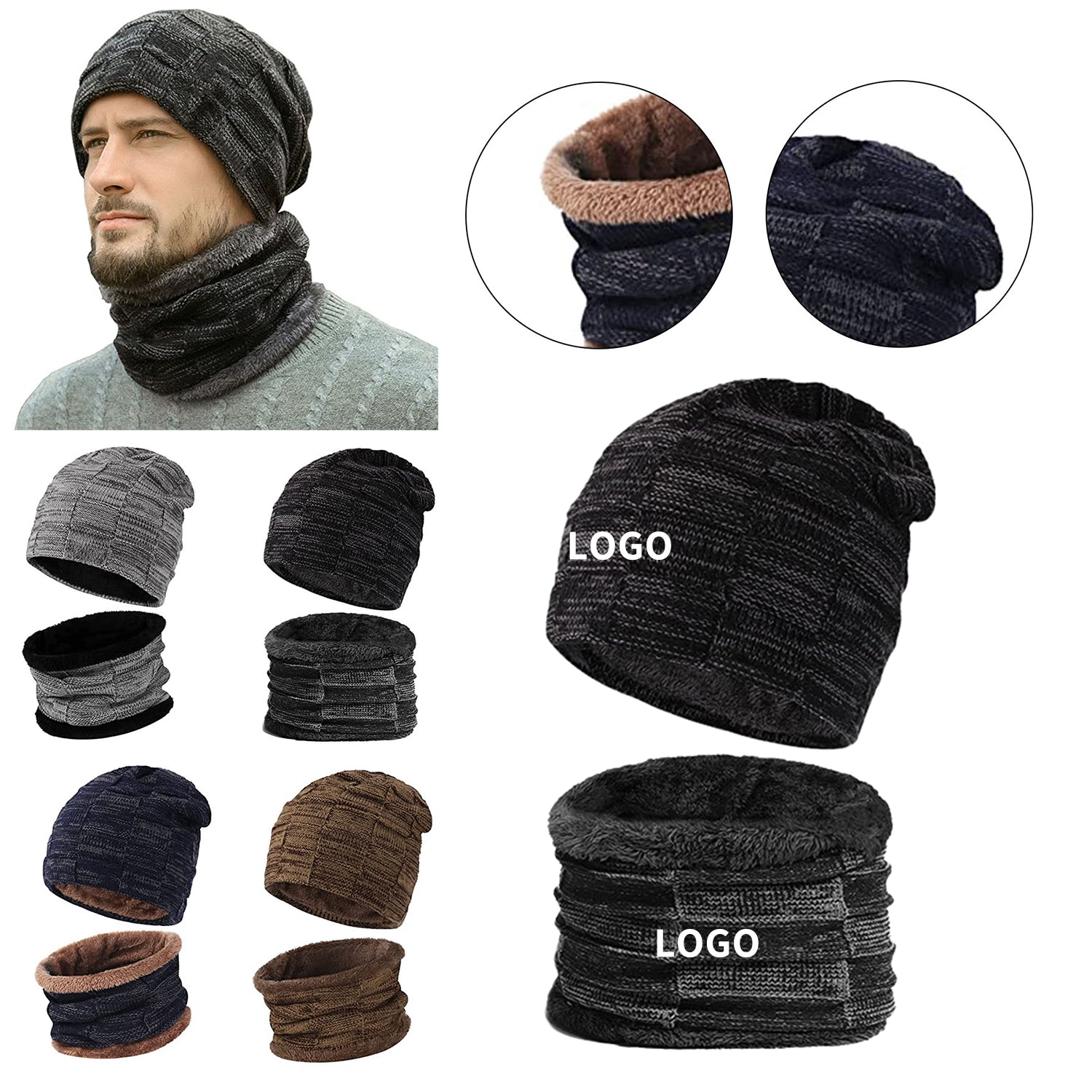Cozy Knit Skull Cap and Neck Warmer Set image 0