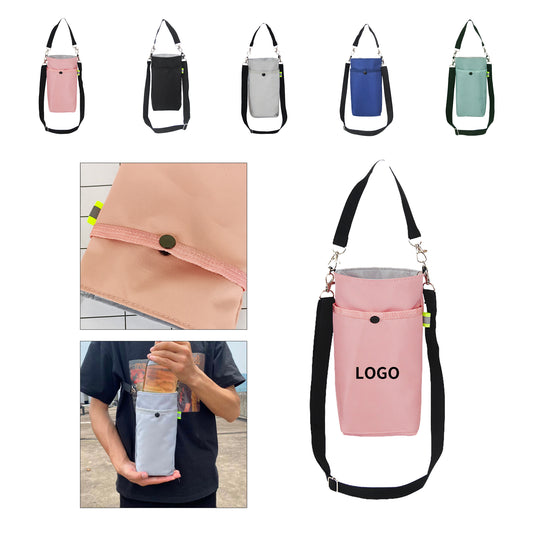 Universal Crossbody Insulated Bottle Sleeve with Storage Mesh Bag image 0