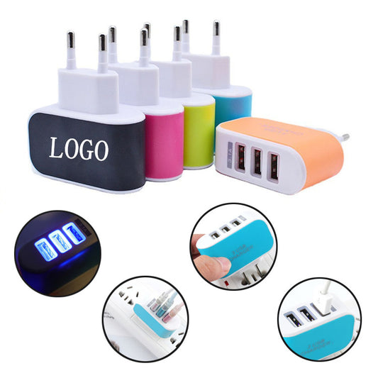 3 USB Luminous Mobile Phone Charging Head image 0