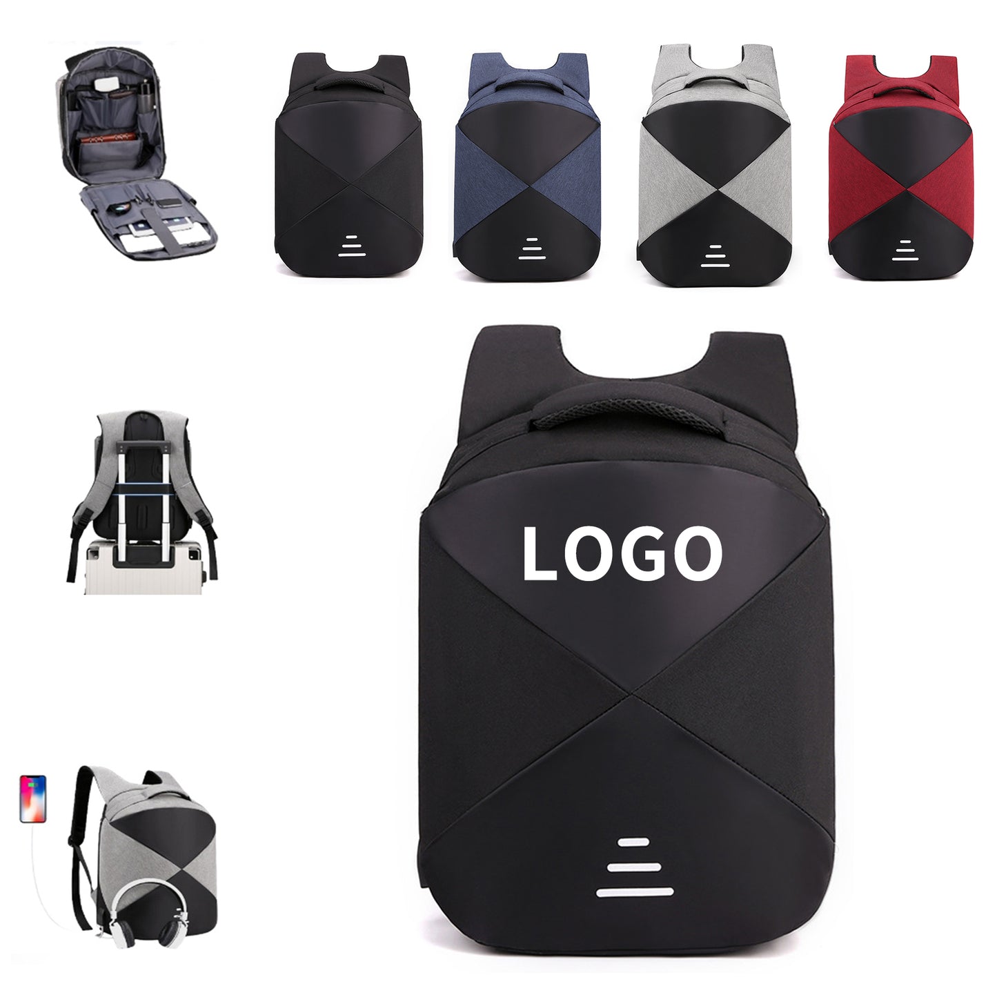 Oxford Fabric Laptop Backpack with USB Charging Port image 0