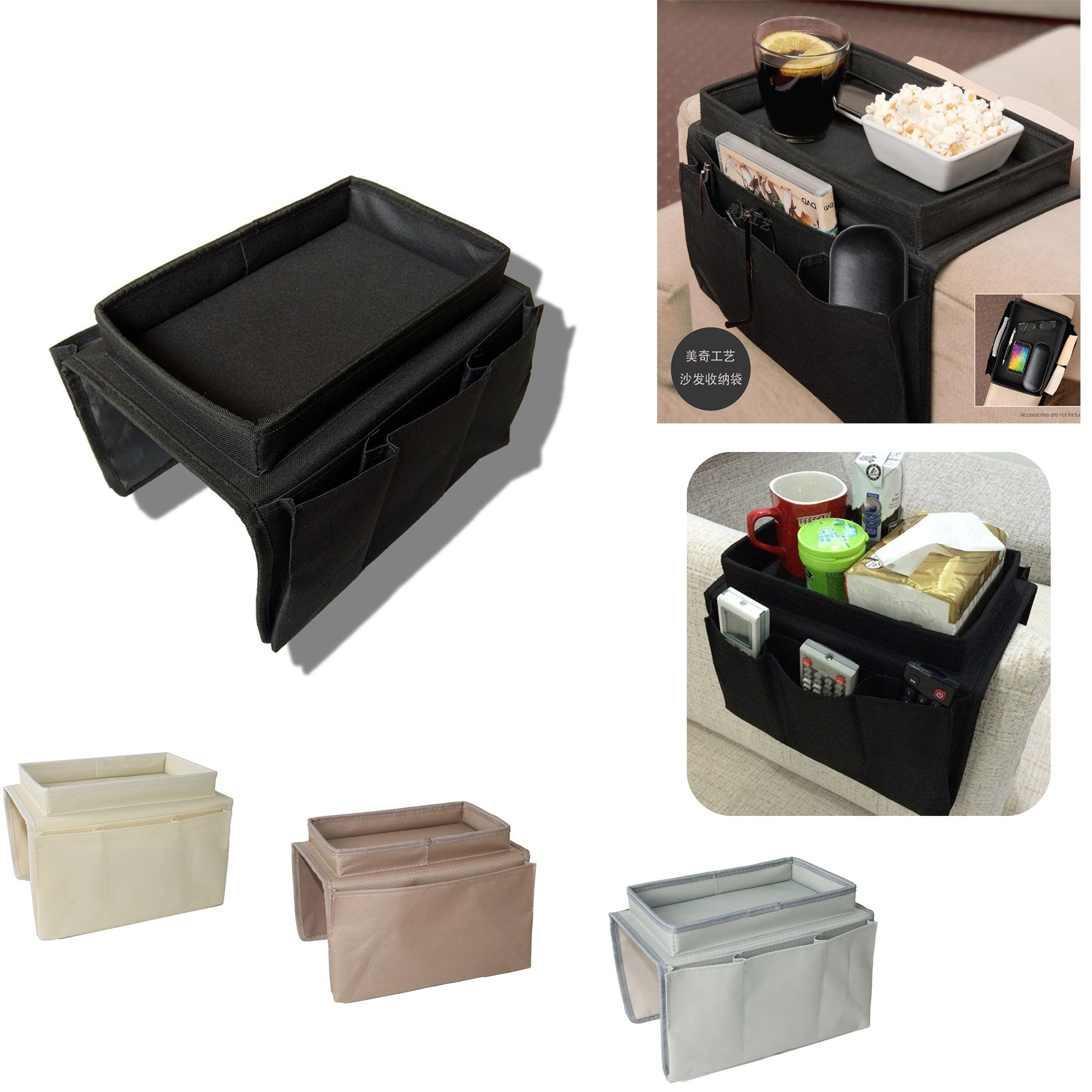 Sofa Armrest Organizer with Cup Holder Tray image 0