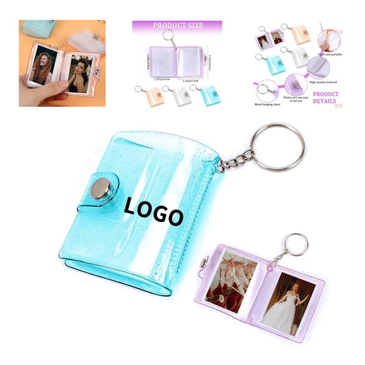 2 Inch Small Card Case Transparent Photo Holder with Keychain and 20 Pockets image 0