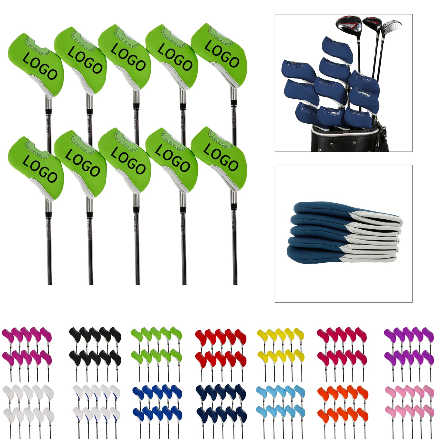 Set of 10 Neoprene Golf Club Iron Covers for Club Protection