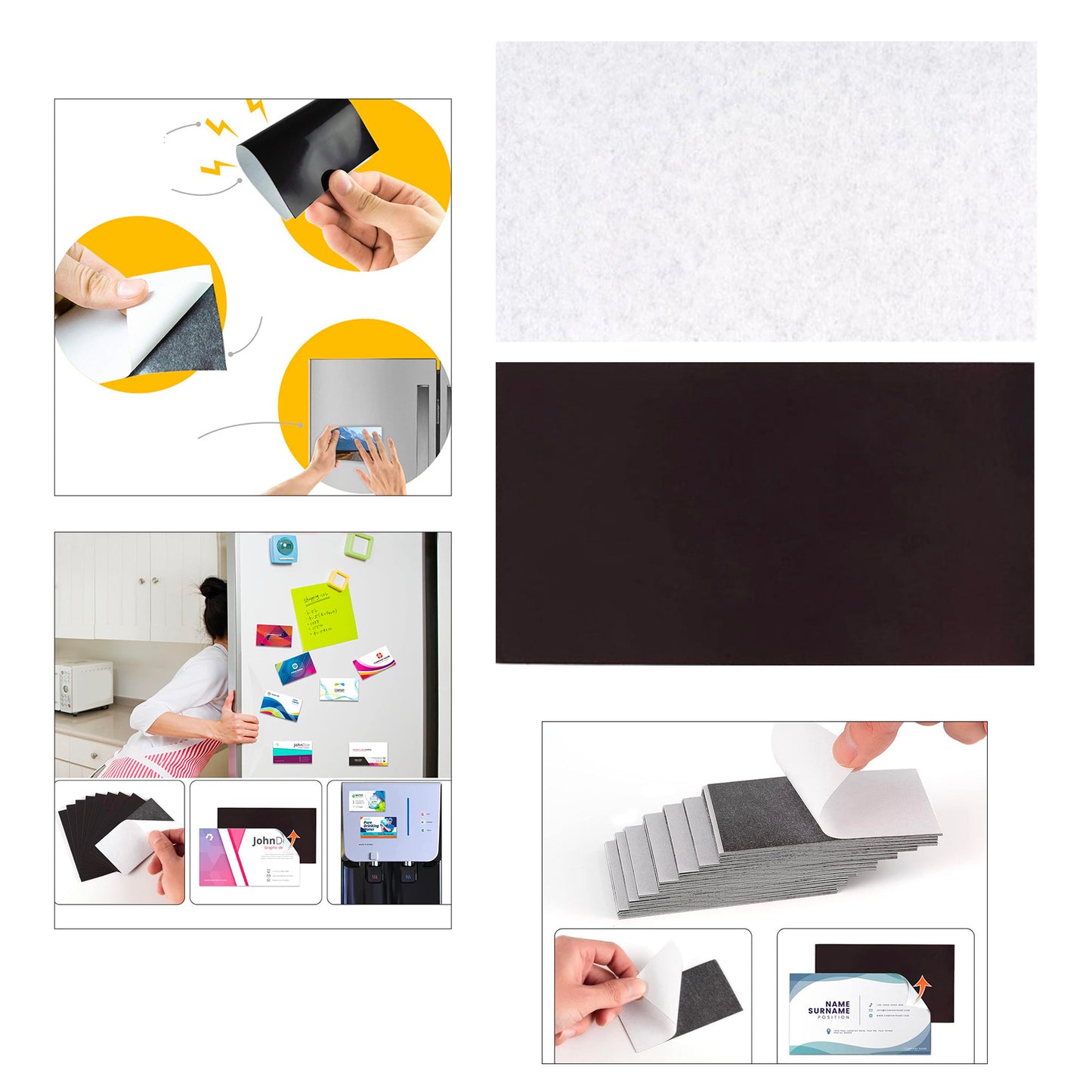 Self-Adhesive Magnetic Photo Fridge Magnets - Versatile and Promotional - Black