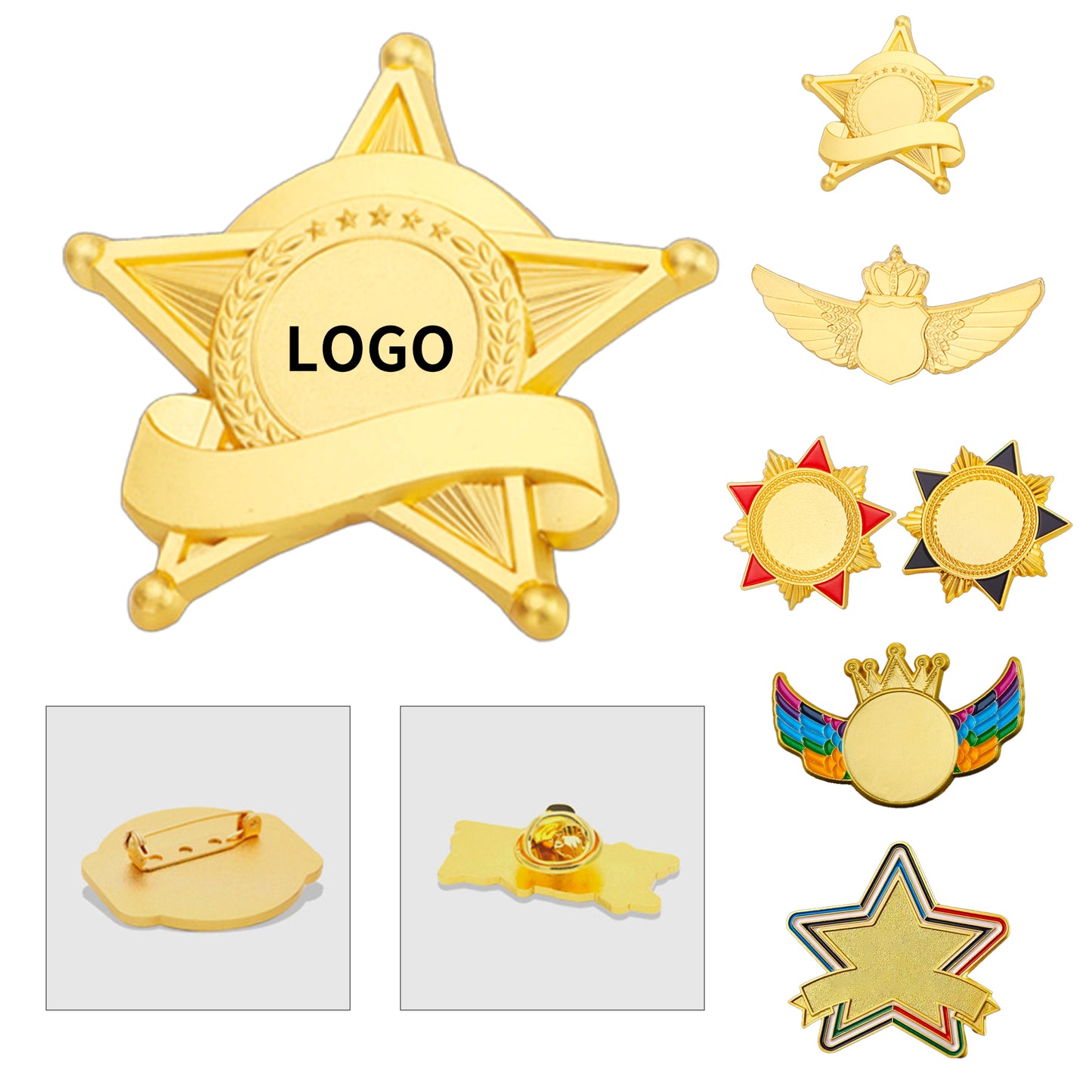 Custom Metal Badges: School, Corporate & Team Logo Enamel Pins - Gold