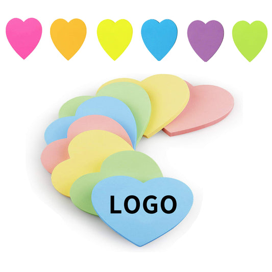 3 x 3 in 75 Sheets Heart Shape Sticky Notes