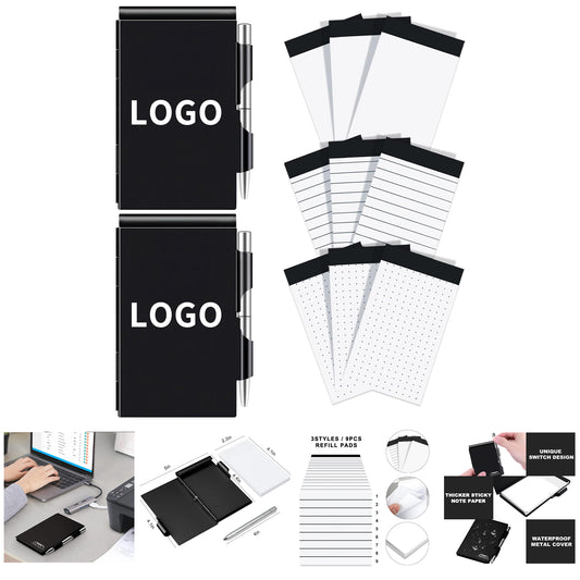 Metal Pocket 60-Page Sheets Notebook Holder with Pen Set - Metal