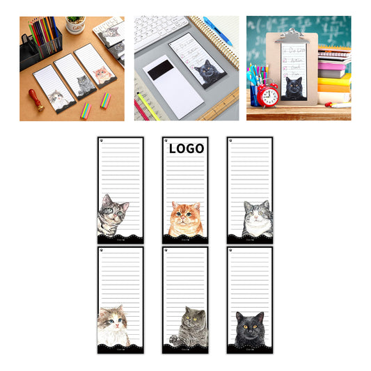 7.5 x 3.2 Inch 30 Sheets Cat Magnetic Notepad Magnet Back-Memo Pad Reminders Notepad - Black